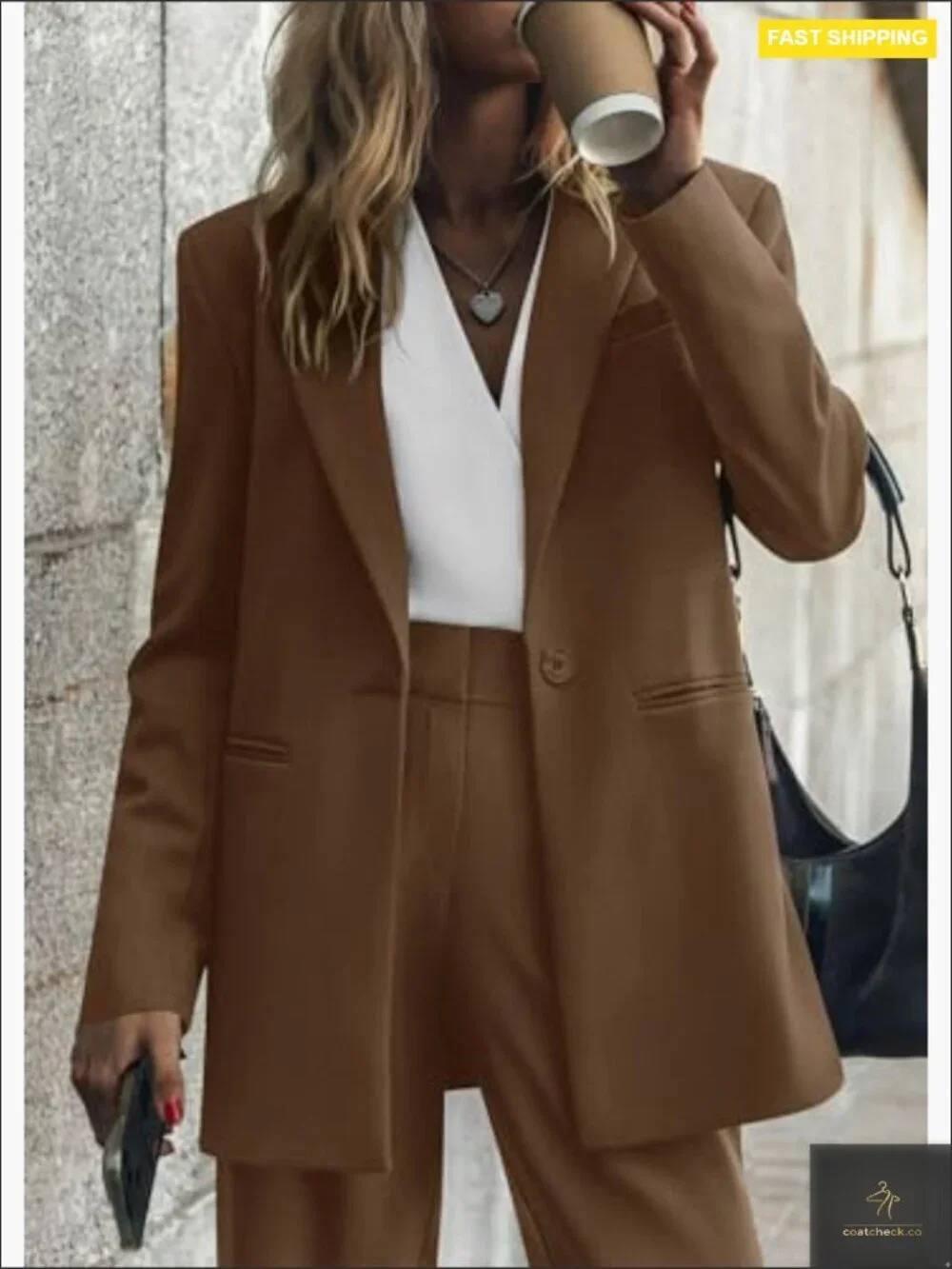 Oversized Blazer and Wide Leg Pantsuit 2 Piece Set Business Casual Office Wear